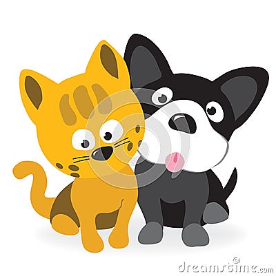 Kitty and pup Vector Illustration